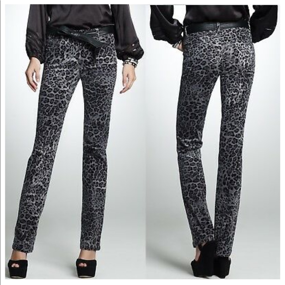 Jones New York black leopard corduroy pants